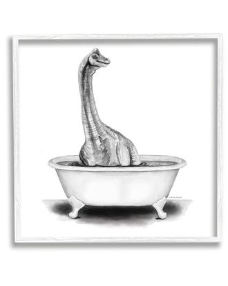 Stupell Industries Dinosaur Vintage Bathroom Tub Framed Giclee Wall Art By Rachel Nieman