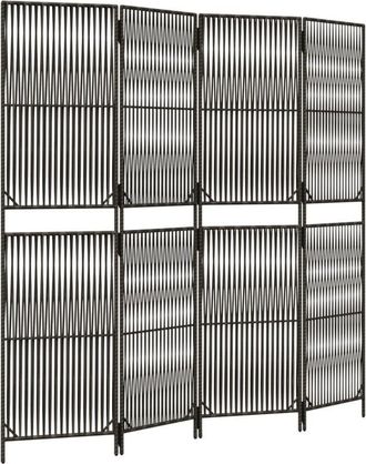 vidaXL Room Divider 4 Panels Grey Poly Rattan Vidaxl