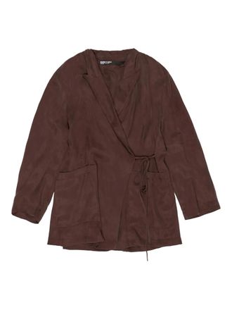 Bimba & Lola wrap-front pocket jacket - women - Lyocell/Viscose - L - Brown
