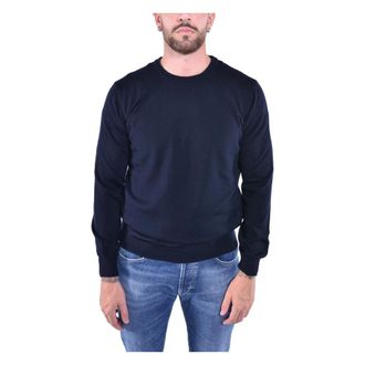 KANGRA Round-neck Knitwear, male, Blue, XL, Basic Crew-neck Jumper