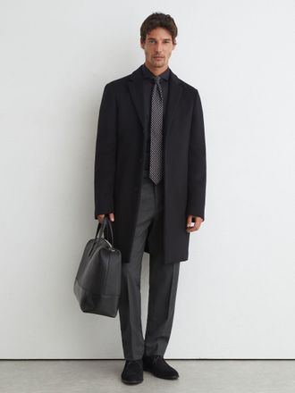 Reiss Charcoal Grey Wool Side-adjuster Classic-fit Suit Trousers, 30