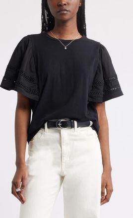 Treasure & Bond Mixed Media Top in Black at Nordstrom, Size Xx-Small