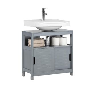 SoBuy Mueble Para Debajo Del Lavabo Armario De Ba&ntilde;o De Suelo 1 Estante Y 2 Puertas Correderas 60 X 30 X 61 Cm Frg128-sg Sobuy Es