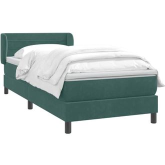 vidaXL Cama Box Spring Con Colch&oacute;n Terciopelo Verde Oscuro 80x220 Cm Vidaxl