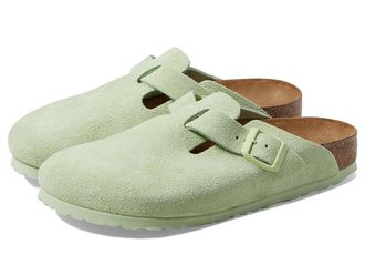 Birkenstock Boston Soft Footbed - Suede Womens Clog/Mule Shoes Faded Lime : EU 42 (US Womens 11-11.5) Narrow