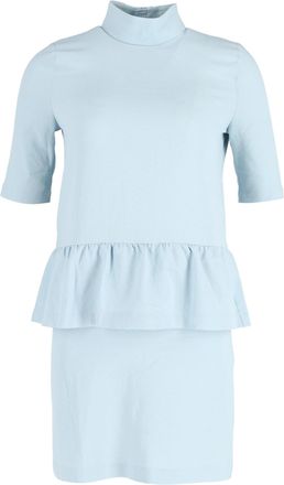Ganni Ganni Ruffled Clark Dress in Light Blue Polyester