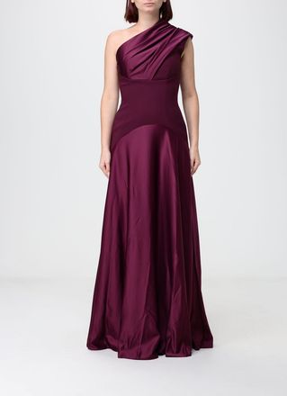 Solace London Abito da sera lungo Gabriela in raso monospalla con drappeggio