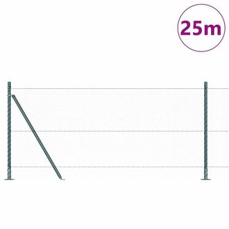 Berkfield Home Green Fencing Set Set of 2 Dark Green Galvanized Steel 25 x 1 m