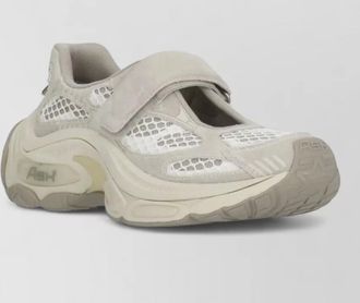 Ash mesh leather sneakers raised sole round toe