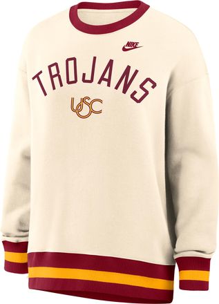 Nike USC Legacy Nike Womens College Oversized Pullover Crew in Brown | 040H0JHHSCV-526