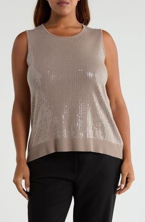 Anne Klein Sequin Detail Sweater Tank in Natural Clay at Nordstrom, Size 0X