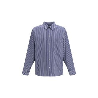 Balenciaga Blue Cotton Pattern Mens Shirt