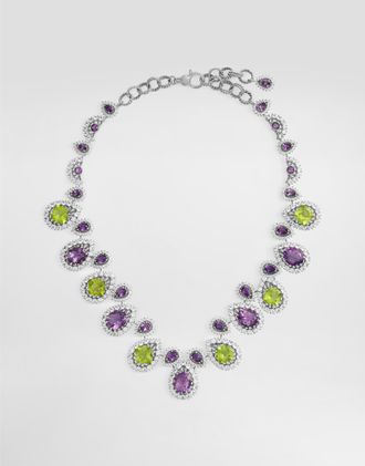 Dolce & Gabbana Eleganza Necklace 18-carat White Gold, Amethysts, Peridots, And Sapphires - Woman Necklaces White Onesize
