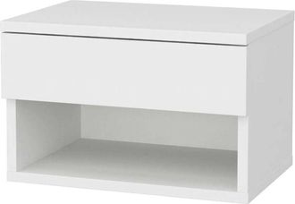 Dmora Dmora - Mesa De Noche Dperisa, C&oacute;moda Baja, Mesilla De Noche, Estante De La Cama, 45x29h32 Cm, Blanco