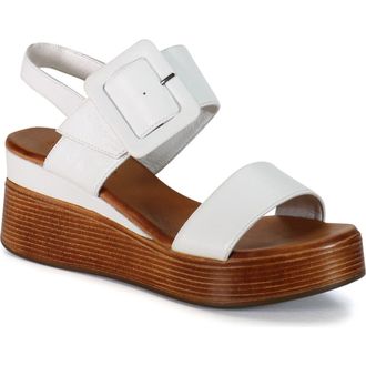 Diba SEEN IT ALL Leather Double Strap, Slingback Wedge in White at Nordstrom, Size 41