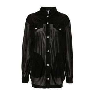 Moschino Overhemden, Dames, Zwart, S, Semi-Transparant Shirt
