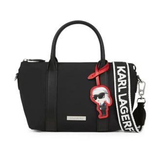 Karl Lagerfeld Ikon Nylon Small Charm Tote - Dames - Tassen - Zwart - Maat: ONE Size Nylon