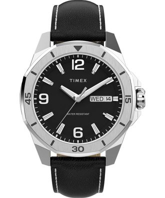 Timex Essex Mens Black Watch TW2W79800 Leather - One Size