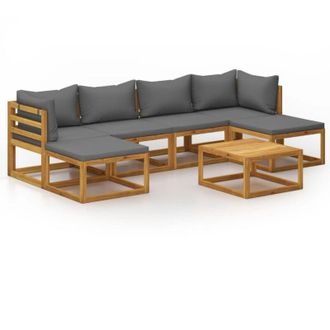vidaXL Muebles De Jard&iacute;n 7 Pzas Cojines Madera Maciza De Acacia Vidaxl
