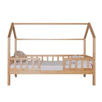 Muemue Cama casita con barandilla madera pino 90x190cm