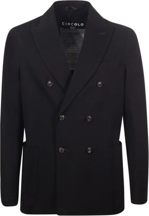 Circolo 1901 Zwarte Peak Revers Jas - Heren - Blazers - Zwart - XL - Katoen - Jassen