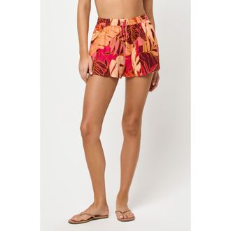 L*Space Rio Linen Cover-Up Drawstring Shorts in Leaf It To Me at Nordstrom, Size X-Small