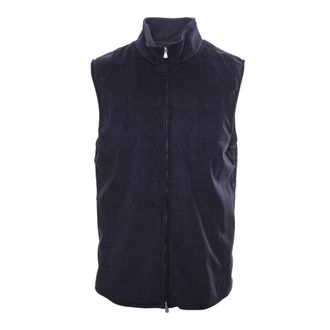 Gran Sasso Vests, male, Blue, Size: XL Quilted Alcantara Gilet