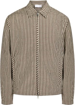 Moncler Gingham Crinkled Cotton-blend Jacket - Grey - M