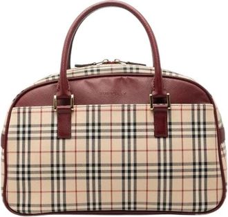 Burberry Pre-owned Canvas Handbag - Dames - Vintage Handtas - Beige - ONE Size - Leer - Vintage