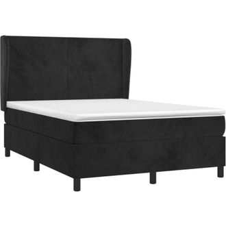 vidaXL Cama Box Spring Con Colch&oacute;n Terciopelo Negro 140x190 Cm Vidaxl