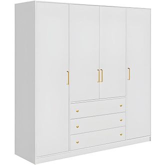 Vente-Unique Vente-unique - Armadio 4 ante e 3 cassetti L196 cm Bianco - lizandro