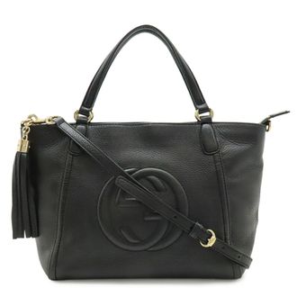 Gucci Soho Black Leather Shoulder Bag Tote Bag (Pre-Owned)