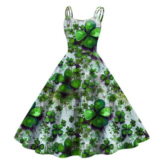 Generic Womens St Patricks Day Fancy Dress Leprechaun Costumes Ireland Irish Lucky Shamrock Dress Saint Patricks Day Green Irish Outfits Gown CocktailGreen Sl