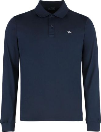 Paul & Shark Tops, Heren, Blauw, L, Katoen, Lange Mouw Katoenen Piqu&eacute; Polo