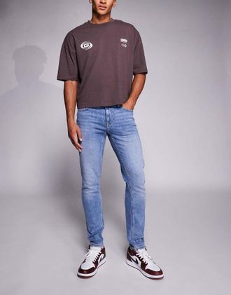 River Island Jeans skinny blu medio slavato