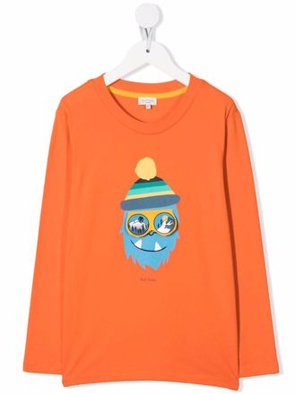 Paul Smith graphic-print long-sleeve organic cotton T-shirt - kids - Organic Cotton - 5 yrs - Orange