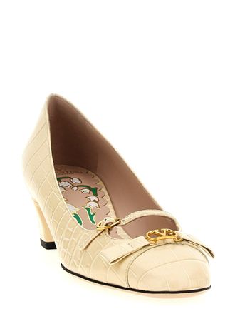 Valentino Garavani Womens Bowow Pump White Calfskin Leather