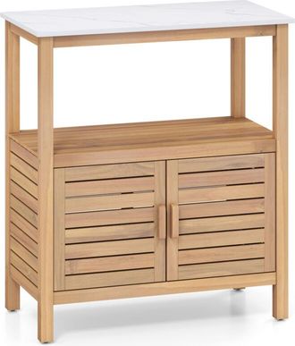 Costway Outdoor Potting Bench Garden Potting Table with Resin Tabletop