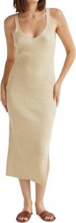 Crescent Monnie Ribbed Shimmer Sweater Knit Midi Dress In Midsummer Gold