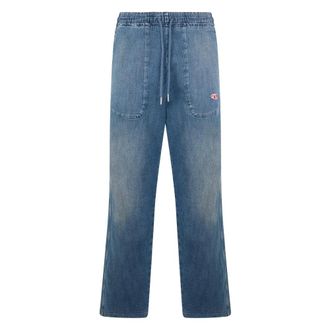 Diesel Straight Jeans, male, Blue, Size: L Blue denim pants with straight cut