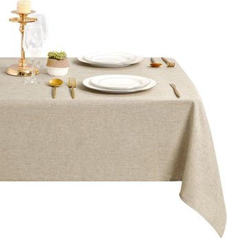 OEM Mantel Con Aspecto De Lino - Lavable - 140 X 220 Cm - Resistente A La Humedad Y La Suciedad - Beige