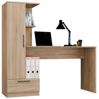 Topeshop Cosmo - Conjunto Escritorio + Estante - 143x50x140 Cm - Roble Sonoma
