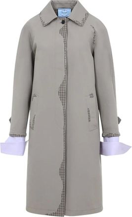 Prada Bonded Poplin Jas met Devor&eacute;-effect - Dames - Mantels - Beige - Maat: S Katoen