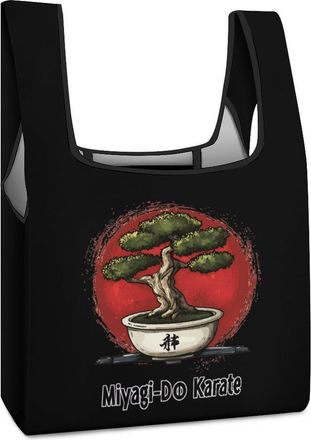 Generic Miyagi-Do Karate Bonsai Tree Shopping Bag Reusable Grocery Tote Bag Foldable Handbag for Travel Picnic