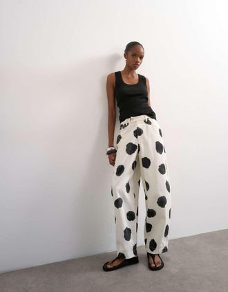 Topshop Pantaloni a pois con gamba cilindrica-Multicolore