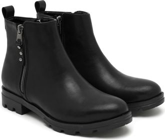 Desa Womens Faux Leather Ankle Boots - Warm Lining, Plastic Sole | black - 36