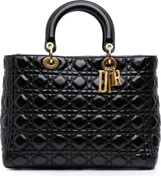 Dior Pre-owned Womens Lady Top Handle Bag - Black Leather - One Size