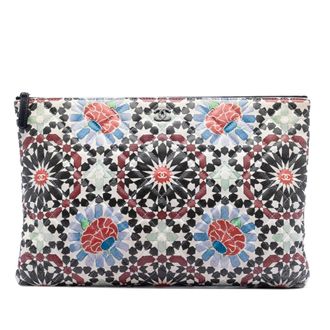 Chanel Tweedehands Paris Dubai Grote Bedrukte Lamsleren Make-up Tas