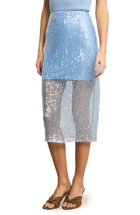 Veronica Beard Allora Sequin Mesh Midi Skirt in Blue Jay at Nordstrom, Size 10