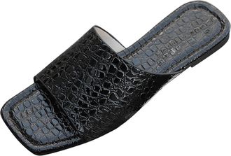 Generic Women Summer Fashion Embossed Flat Open Toe Sandals Beach Outing Casual Slippers Comfortable Lightweight Walking Footwear (Black, 4.5)